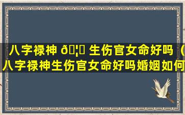 八字禄神 🦅 生伤官女命好吗（八字禄神生伤官女命好吗婚姻如何）